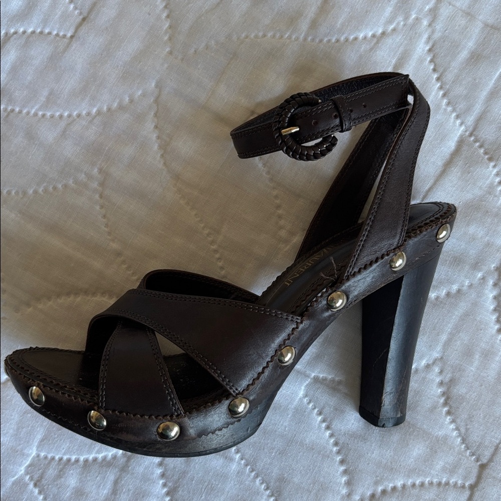 Vintage YSL Wood Stud Sandals Heels - Picture 13 of 16